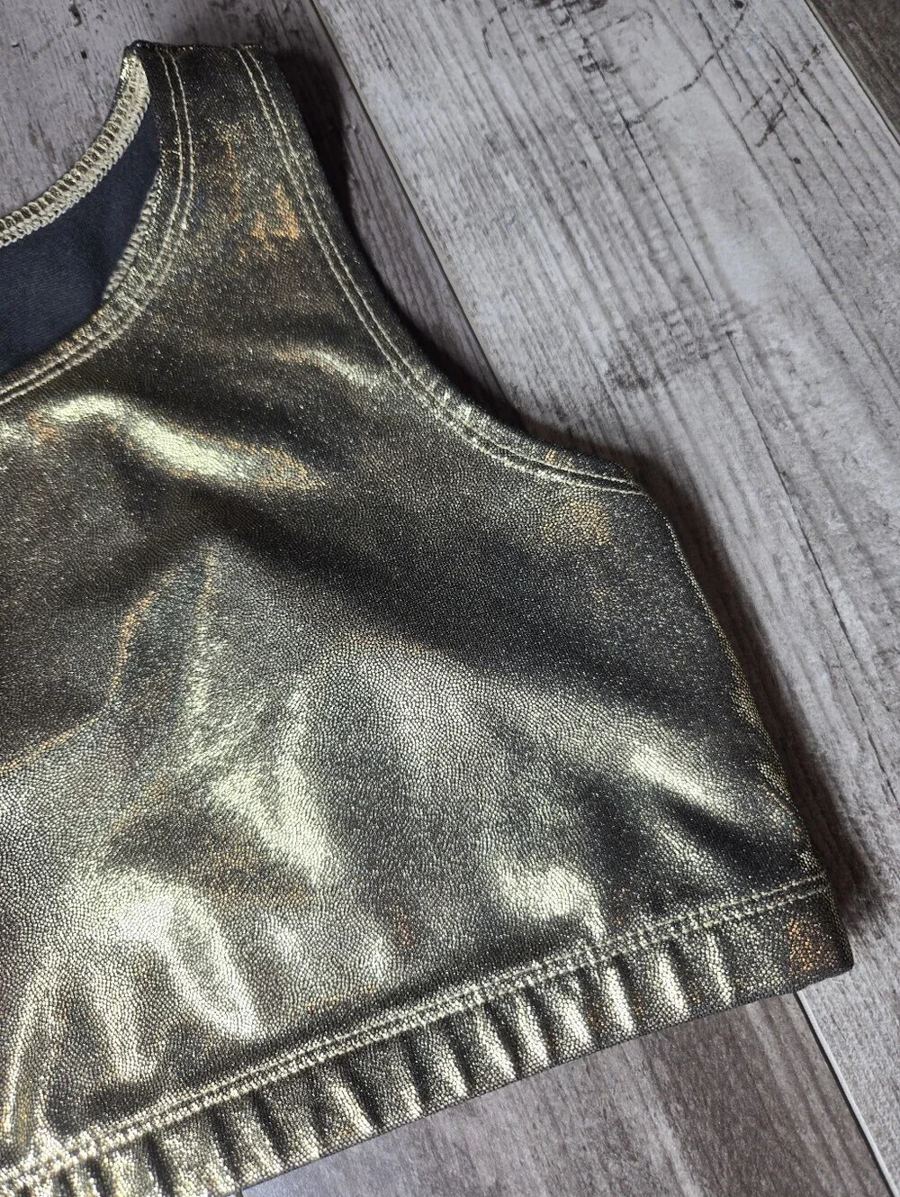 Justice Girls Metallic Cropped Gold Tank Top Size 12 NWOT